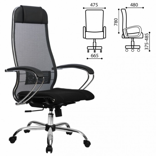 Кресло офисное Metta К-3 ткань/сетка, черное фото 2